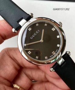 Đồng hồ Gucci Women's Diamantissima dây da đen cao cấp