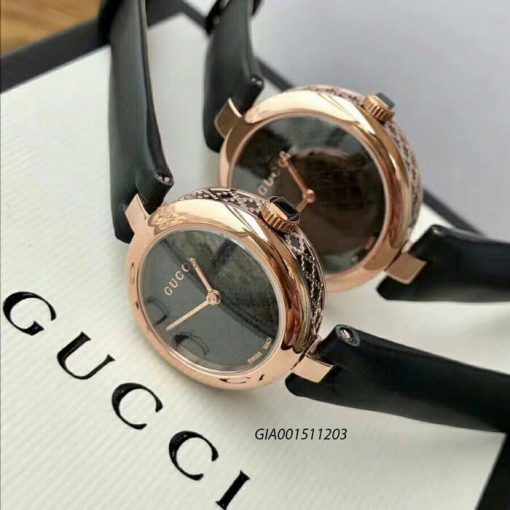 Đồng hồ Gucci Women's Diamantissima dây da đen