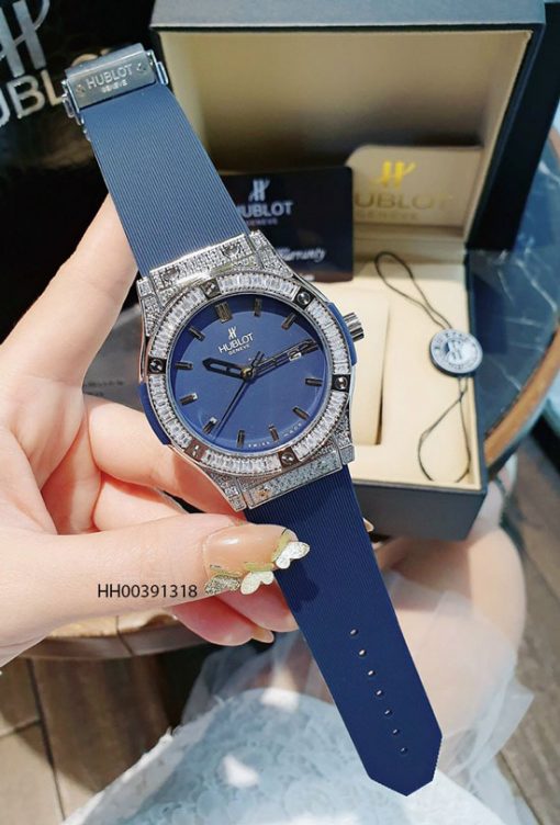 Đồng hồ Hublot Cặp Genever Chronograph 582888 màu xanh cao cấp giá rẻ