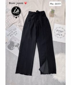 quần jean ống rộng dài đen