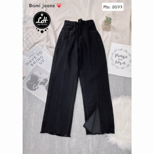quần jean ống rộng dài đen