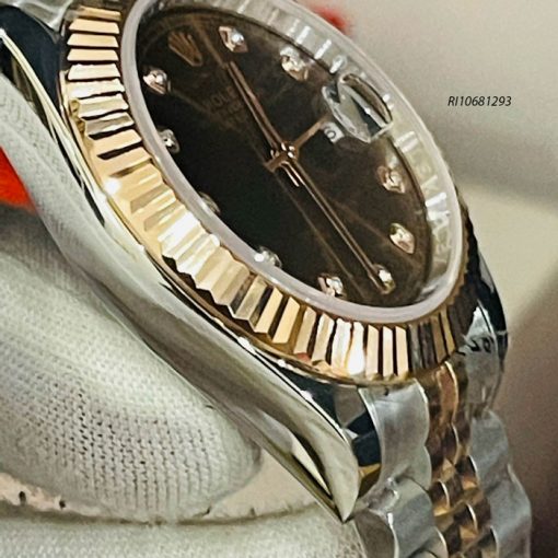 Đồng hồ Rolex nam chạy cơ Automatic dây kim loại mặt nâu