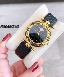 Đồng hồ Versace nữ mini Vanitas dây da màu đen máy thụy sĩ like auth
