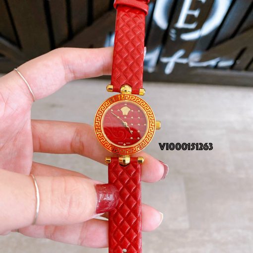 Đồng hồ Versace nữ mini Vanitas dây màu đỏ máy thụy sĩ like auth