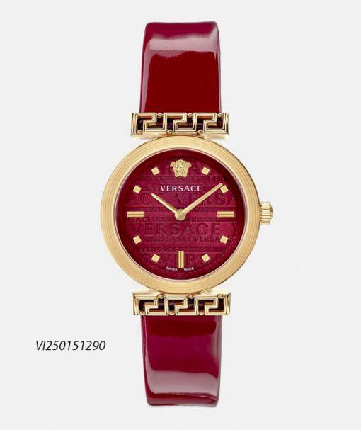 Đồng hồ Nữ Versace Meander Leather dây da màu đỏ cao cấp