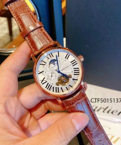 Đồng hồ Cartier chạy cơ tự động nam dây da màu nâu