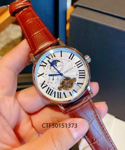 Đồng hồ Cartier chạy cơ tự động nam dây da màu nâu