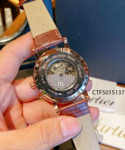 Đồng hồ Cartier chạy cơ tự động nam dây da màu nâu