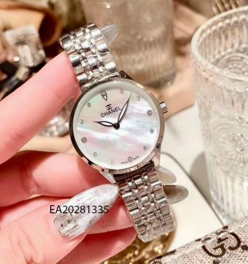 Đồng hồ nữ chanel viền trơn ​mặt lấp lánh giá rẻ