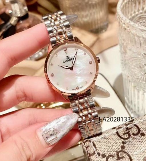 Đồng hồ nữ chanel viền trơn ​mặt lấp lánh giá rẻ