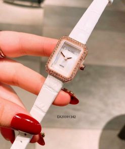Đồng hồ nữ Chanel mặt vuông mini dây da trắng giá rẻ