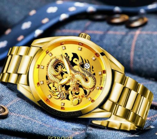 Đồng hồ nam rồng vàng dây vàng giá rẻ
