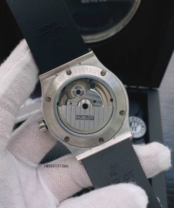 Đồng hồ Hublot cơ Thụy Sĩ đính đá dây cao su màu đen