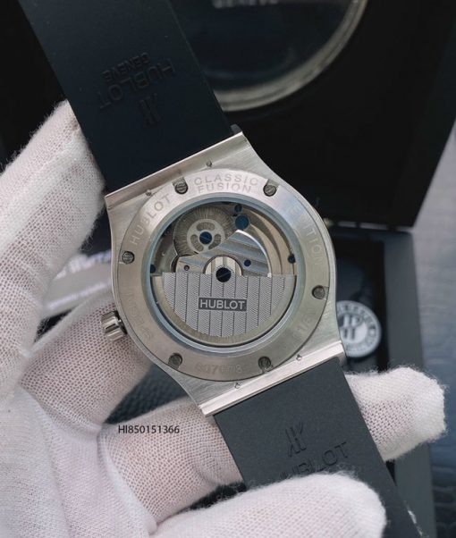 Đồng hồ Hublot cơ Thụy Sĩ đính đá dây cao su màu đen