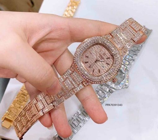 đồng hồ nữ Patek Philippe dây kim loại hồng đính đá giá rẻ