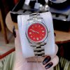 Đồng hồ Rolex Oyster nữ chạy cơ Automatic mặt đỏ cao cấp