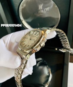 Đồng Hồ Cơ Nam Patek Philippe Nautilus đính đá dây kim loại cao cấp thụy sỹ