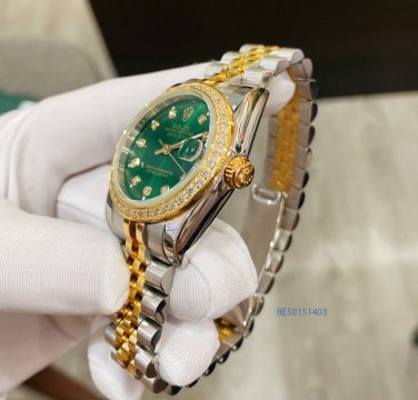 Đồng hồ Rolex Nữ DATEJUST dây thép không gỉ demi mặt xanh cao cấp