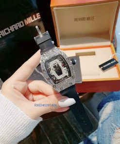 Đồng hồ Richard Mille nữ viền bạc đính kim cương nhân tạo