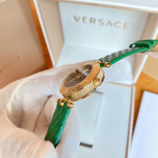 Đồng hồ Versace nữ mini Vanitas dây da màu xanh máy pin thụy sỹ like auth