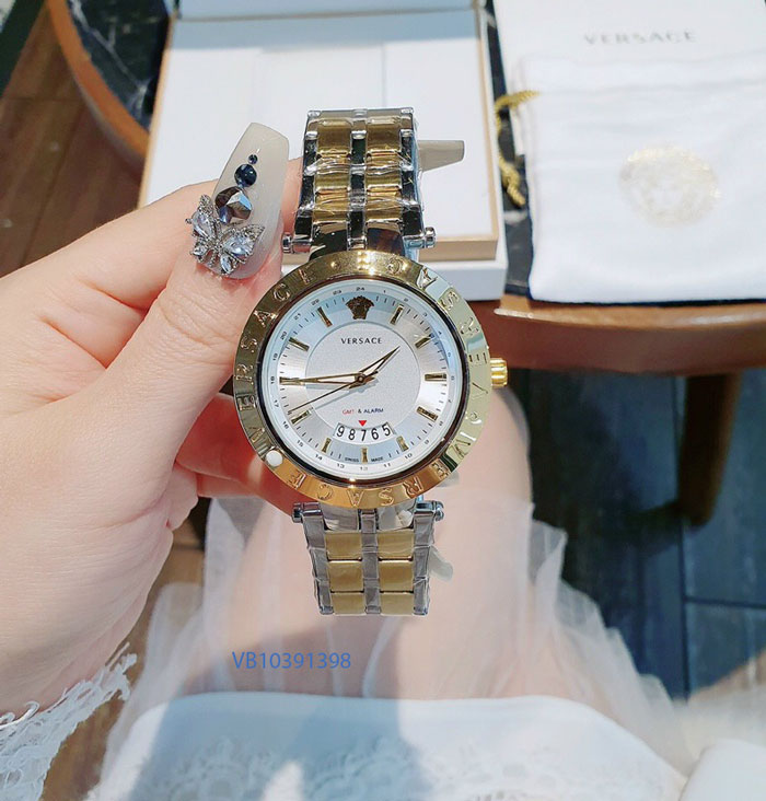 Đồng hồ Nam Versace dây kim loại vàng mặt trắng giá rẻ