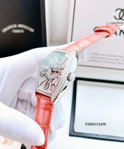 Đồng hồ Franck Muller nữ dây hồng máy pin nhật viền đính full đá