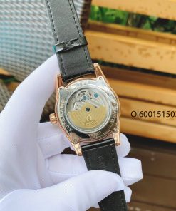 Đồng hồ nam Omega máy lộ cơ viền vàng dây da cao cấp