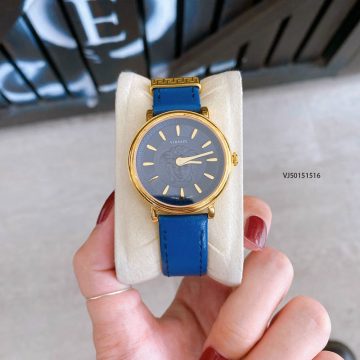 Đồng hồ Versace V-Circle Medusa 2021 dây da cao cấp xanh dương