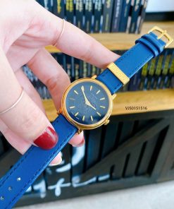 Đồng hồ Versace V-Circle Medusa 2021 dây da cao cấp xanh dương