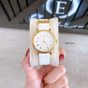 Đồng hồ Versace V-Circle Medusa 2021 dây da màu trắng