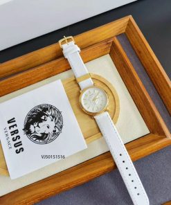 Đồng hồ Versace V-Circle Medusa 2021 dây da cao cấp màu trắng