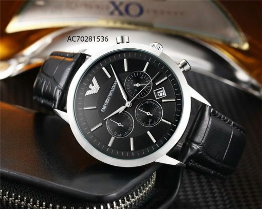 Đồng hồ nam Emporio Armani chạy full kim dây da giá rẻ