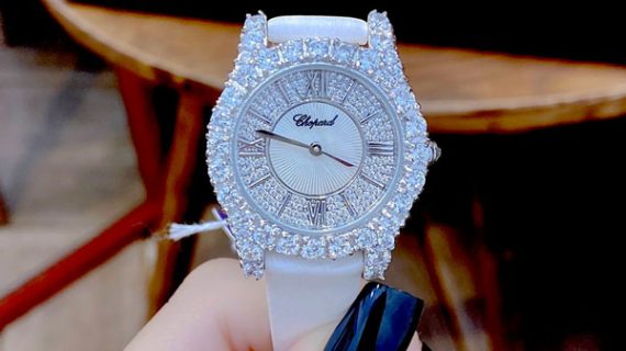Đồng hồ nữ Chopard L’HEURE DU DIAMANT LEATHER dây da trắng cao cấp