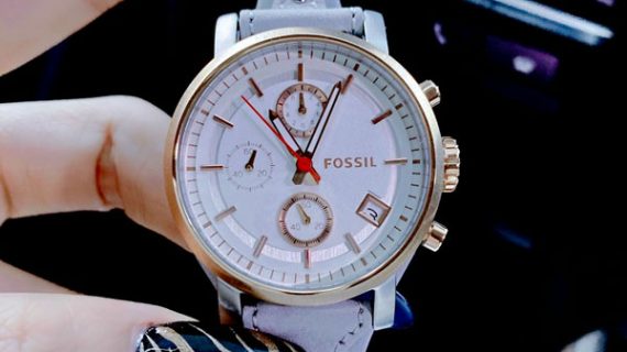 Đồng hồ Nữ Fossil Boyfriend dây da màu ghi cao cấp