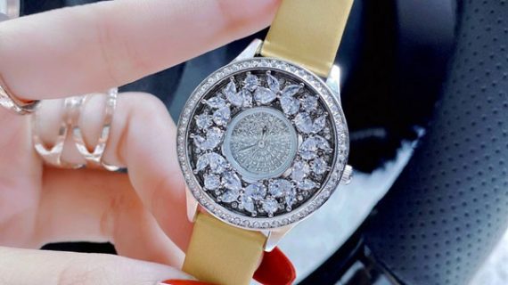 Đồng hồ Nữ Gulena AL238 đá xoàn dây da vàng chính hãng