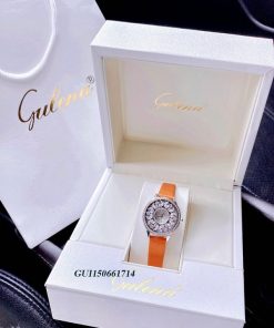 Đồng hồ Nữ Gulena AL238 đá xoàn dây da cam chính hãng