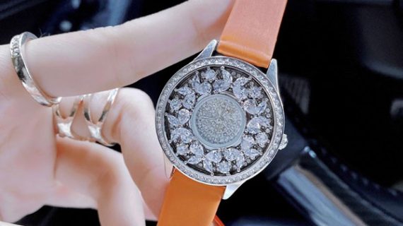 Đồng hồ Nữ Gulena AL238 đá xoàn dây da cam chính hãng