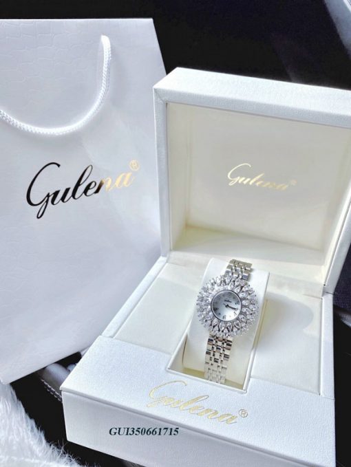 Đồng hồ Nữ Gulena AL262 đính đá xoàn dây thép không gỉ trắng chính hãng
