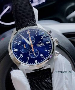 Đồng hồ Nam IWC Pilot Chronograph viền bạc mặt xanh 42mm cao cấp