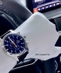 Đồng hồ Nam IWC Pilot Chronograph viền bạc mặt xanh 42mm cao cấp