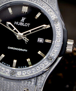 Đồng hồ Cặp Hublot Genever Chronograph 582888 Siêu Cấp đính đá full viền bạc