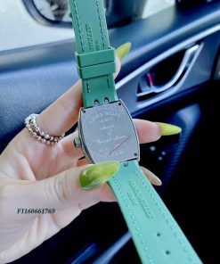 Đồng hồ nữ Franck muller V32 Stell Custom viền đá cao cấp dây xanh lá