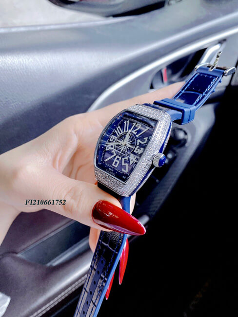Đồng hồ nữ Franck muller V32 Stell Custom cao cấp màu xanh