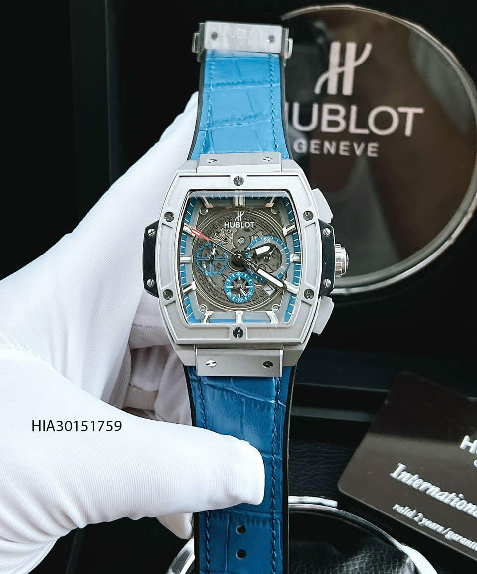 Đồng hồ Hublot Nam Senna Champion 88 dây cao su bọc da màu xanh
