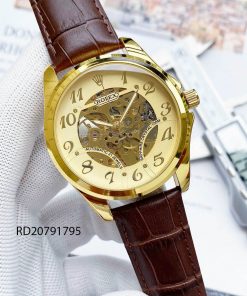 Đồng hồ nam Rolex cơ tự động lộ máy da gỉ giá rẻ