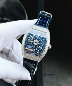 Đồng hồ nữ Franck Muller V32 ABF máy Thụy Sĩ viền đá dây đen siêu cấp