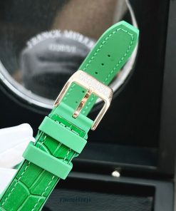 Đồng hồ nữ Franck Muller V32 ABF máy Thụy Sĩ viền đá dây xanh lá