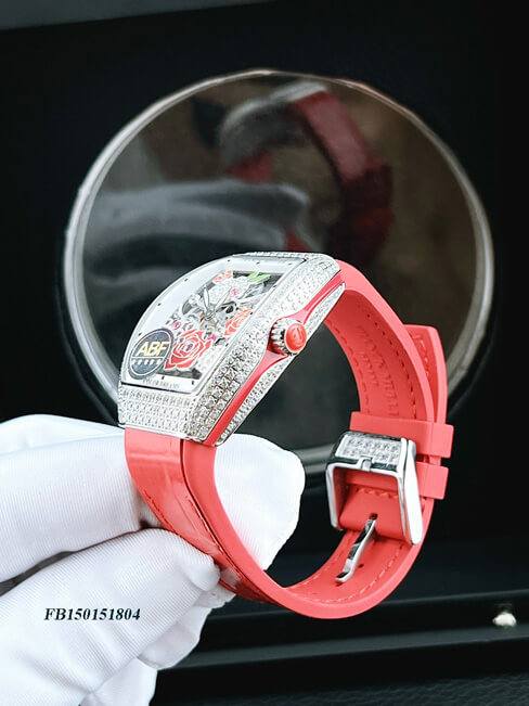 Đồng hồ nữ Franck Muller V32 ABF dây silicon màu đỏ máy thụy sĩ