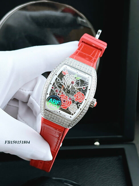 Đồng hồ nữ Franck Muller V32 ABF dây silicon màu đỏ máy thụy sĩ