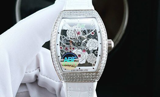 Đồng hồ nữ Franck Muller V32 ABF máy Thụy Sĩ mặt hoa dây da trắng